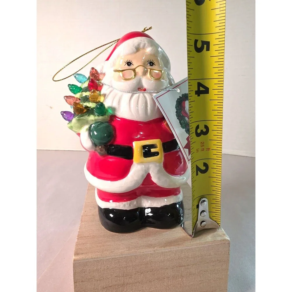 New Mr. Christmas Santa Figure Ornament Ceramic Light Up Tree Follow the Magic